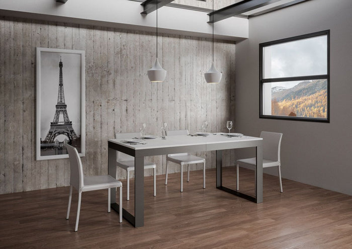 Tavolo allungabile 90x180/284 cm Tekno Evolution Bianco Frassino telaio Antracite