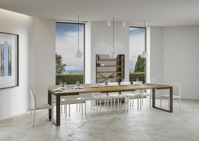 Tavolo allungabile 90x120/380 cm Tekno Evolution Quercia Natura telaio Antracite