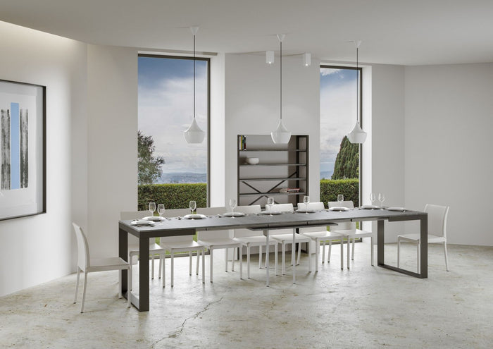 Tavolo allungabile 90x120/380 cm Tekno Evolution Cemento telaio Antracite