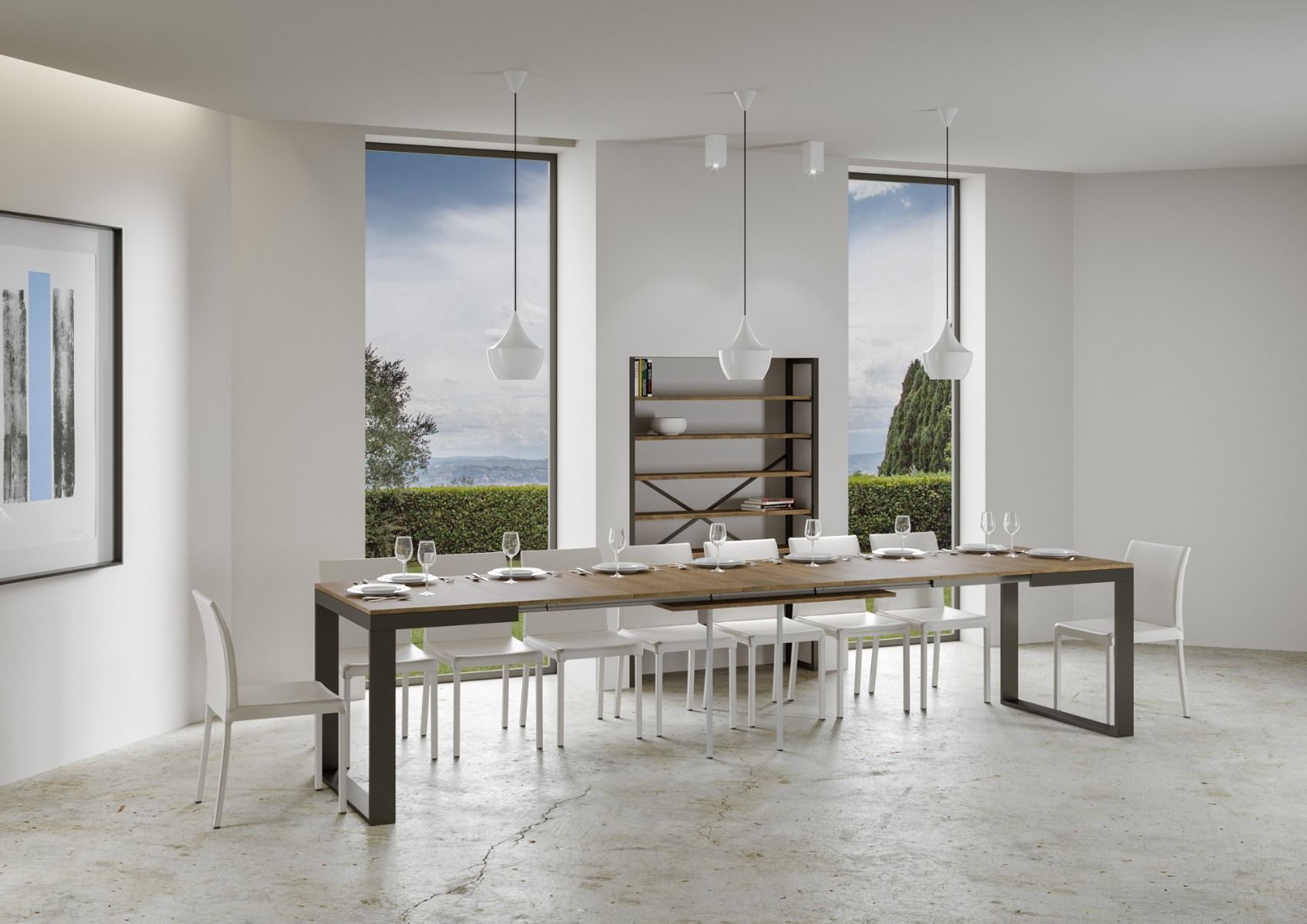 Tavolo allungabile 90x120/380 cm Tekno Evolution Noce telaio Antracite