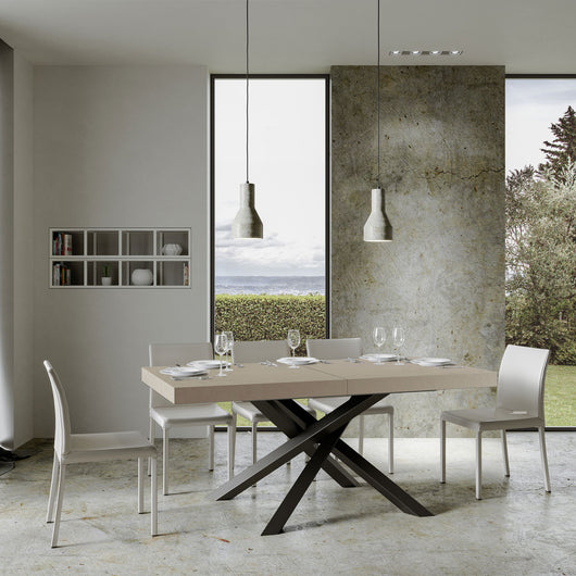 Tavolo allungabile 90x200/460 cm Volta Premium cashmere gambe antracite