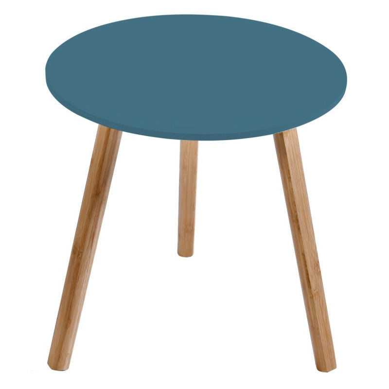 Tavolino Lizzy Blu Avio ø40xh40 Cm Mdf + Bamboo