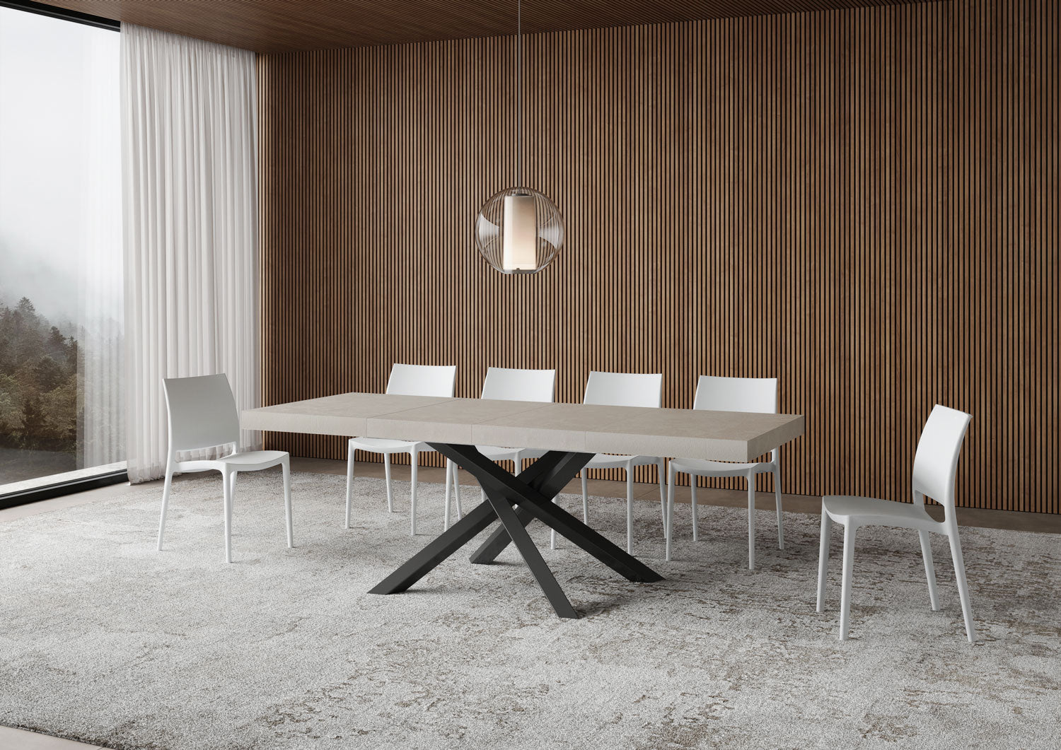 Tavolo allungabile 90x140/400 cm Volta Premium cashmere gambe antracite