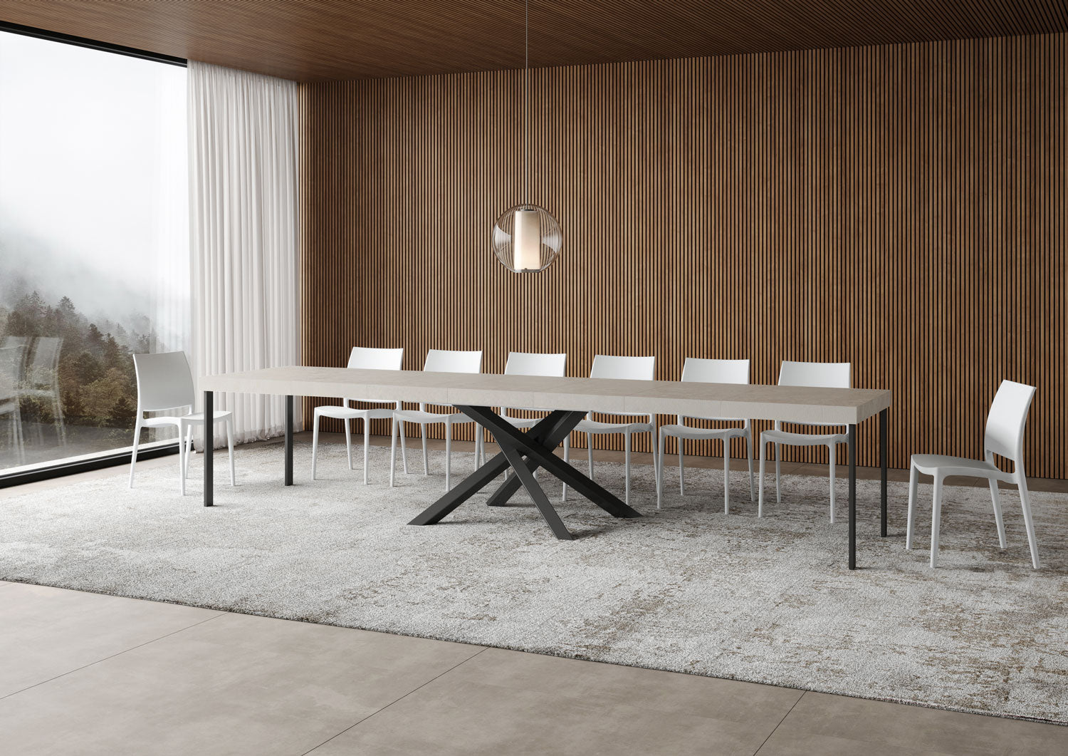 Tavolo allungabile 90x140/400 cm Volta Premium cashmere gambe antracite