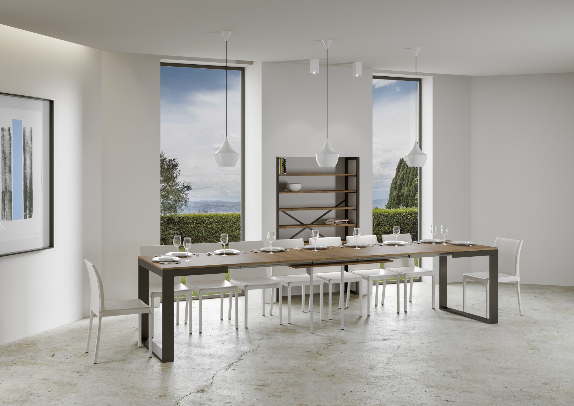 Tavolo allungabile 90x180/440 cm Tekno Evolution Noce telaio Antracite