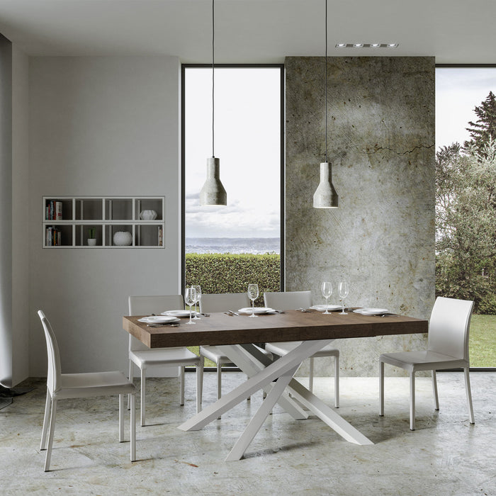 Tavolo allungabile 90x180/284 cm Volta Premium noce telaio bianco