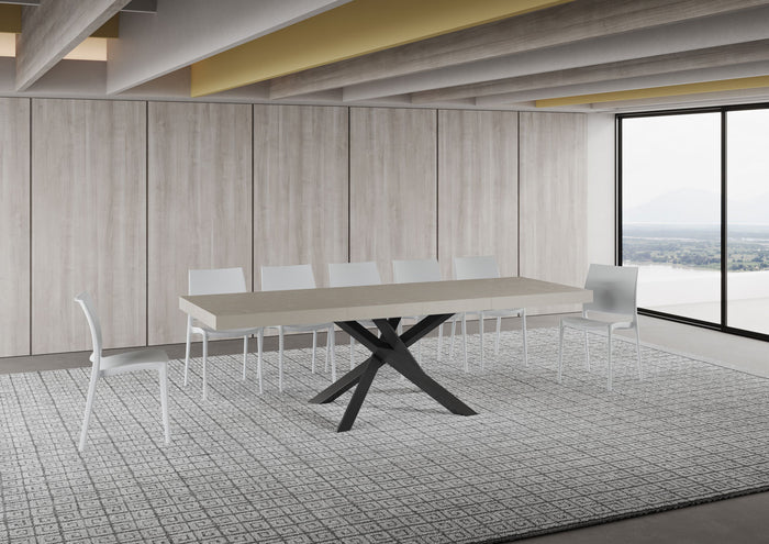 Tavolo allungabile 90x160/420 cm Volta Premium cashmere gambe antracite