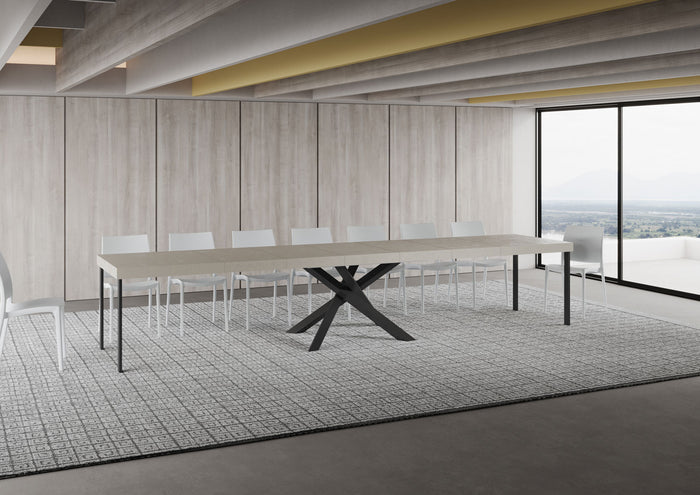 Tavolo allungabile 90x160/420 cm Volta Premium cashmere gambe antracite