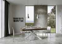 Tavolo allungabile 90x180/440 cm Volta Premium noce telaio bianco