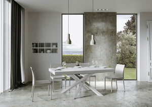 Tavolo allungabile 90x200/460 cm Volta Premium bianco frassino telaio bianco