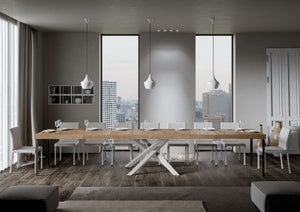 Tavolo allungabile 90x180/440 cm Volta Premium quercia natura telaio bianco