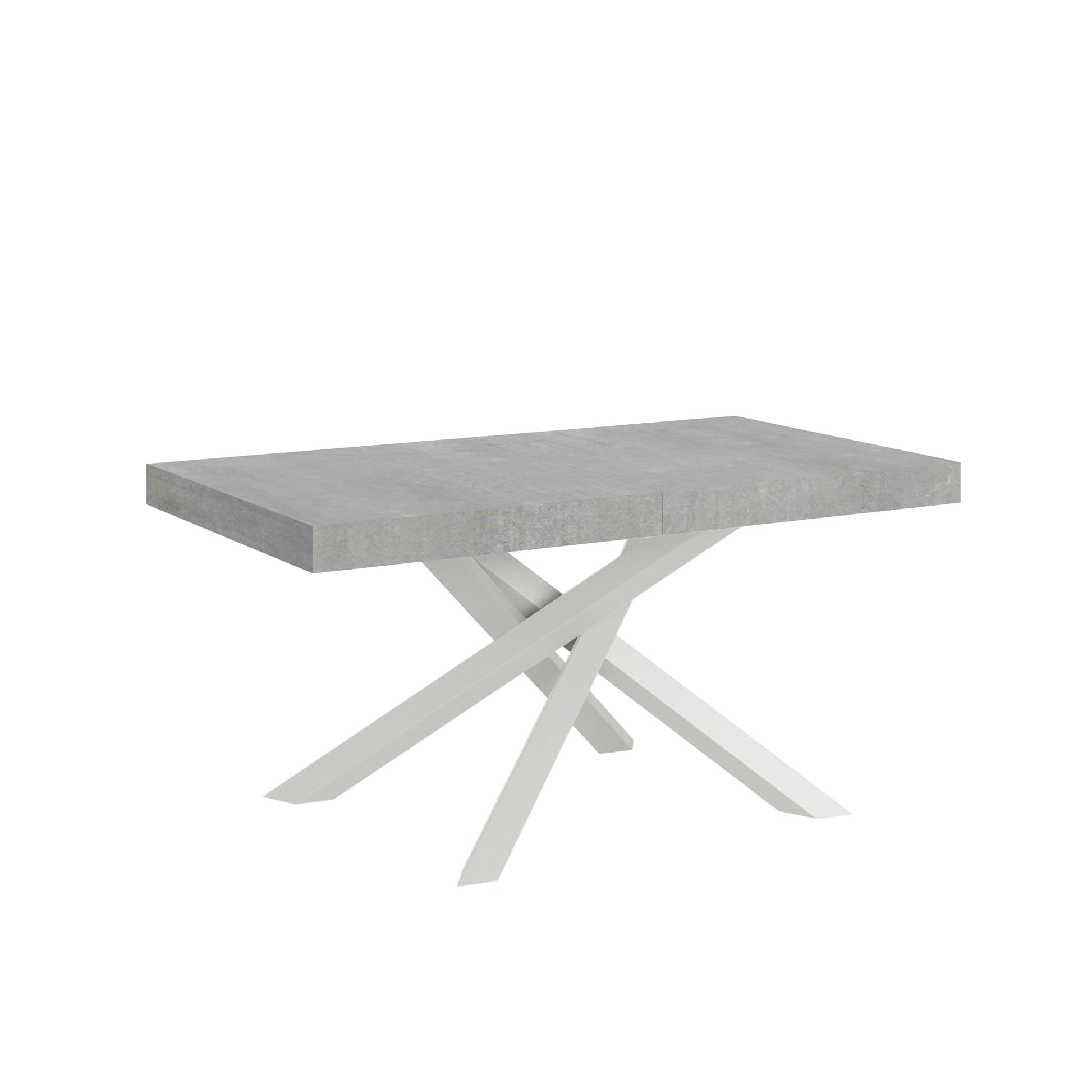 Tavolo allungabile 90x200/460 cm Volta Premium cemento telaio bianco