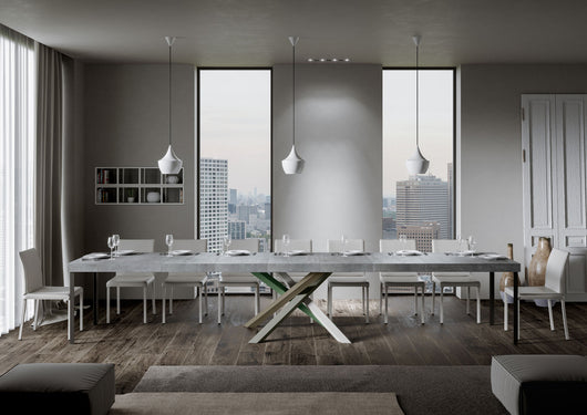 Tavolo allungabile 90x130/390 cm Volta Premium cemento telaio 4/A