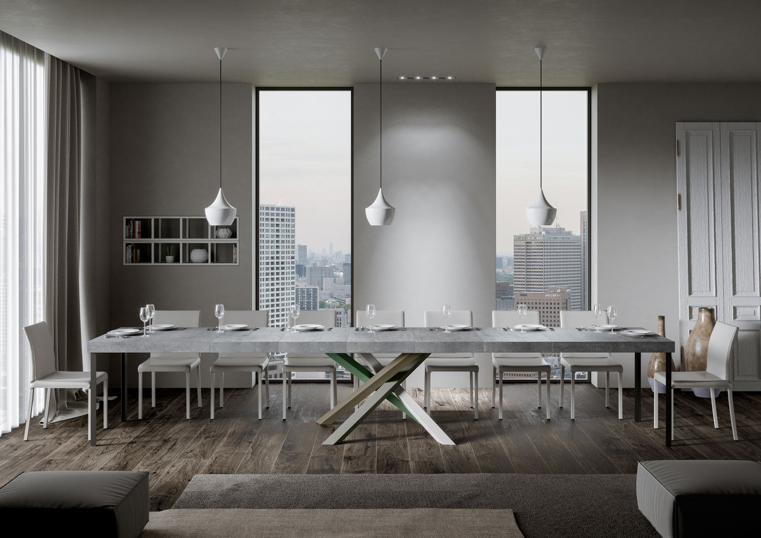 Tavolo allungabile 90x120/224 cm Volta Premium Cemento telaio 4/A