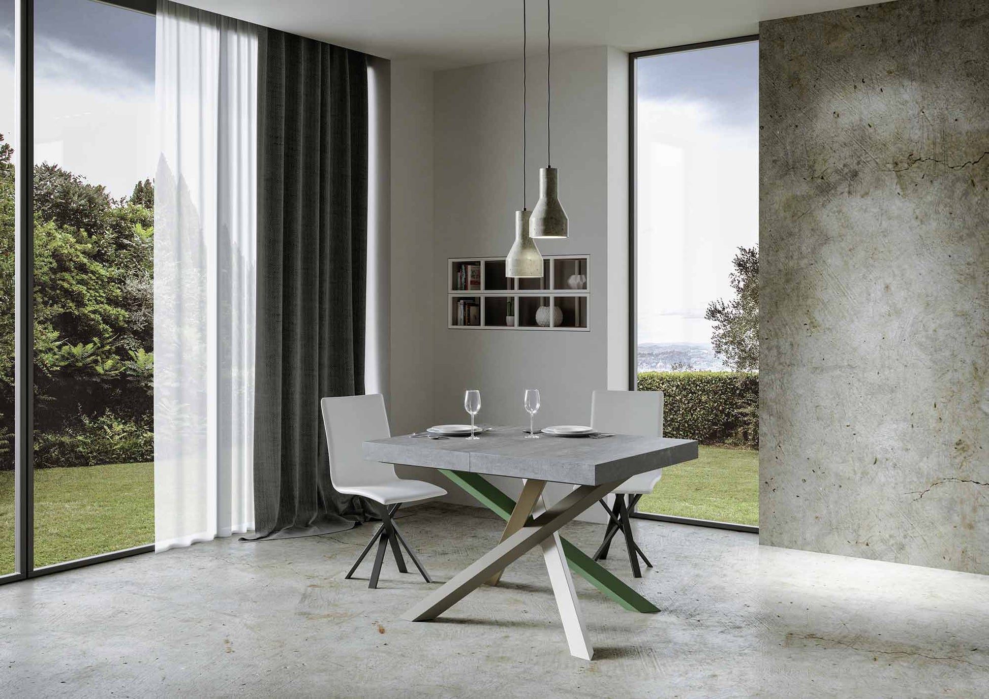 Tavolo allungabile 90x140/244 cm Volta Premium Cemento telaio 4/A