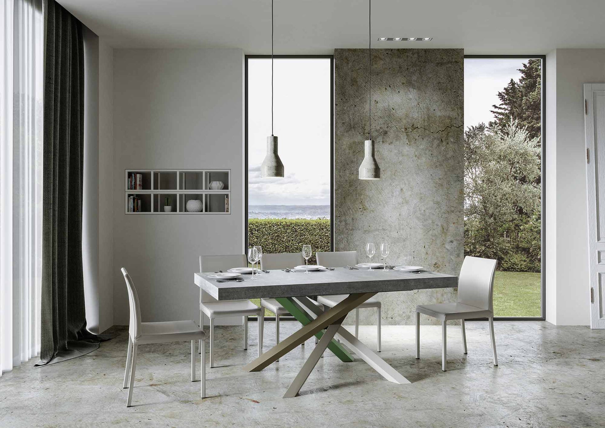 Tavolo allungabile 90x160/264 cm Volta Premium Cemento telaio 4/A