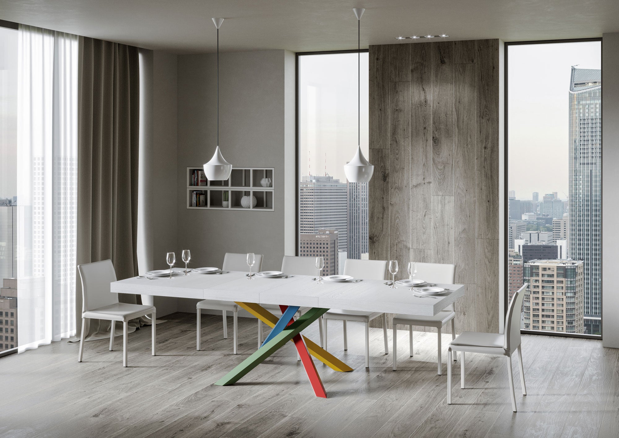 Tavolo allungabile 90x200/460 cm Volta Premium bianco frassino telaio 4/B