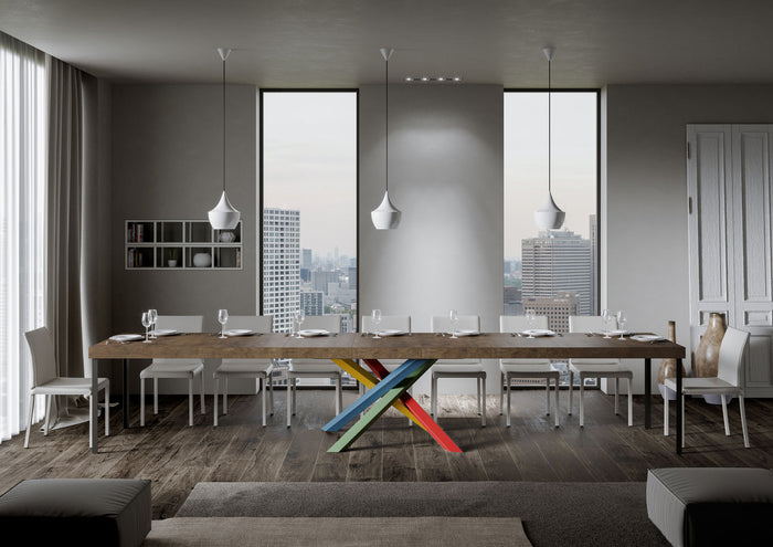 Tavolo allungabile 90x130/390 cm Volta Premium noce telaio 4/B