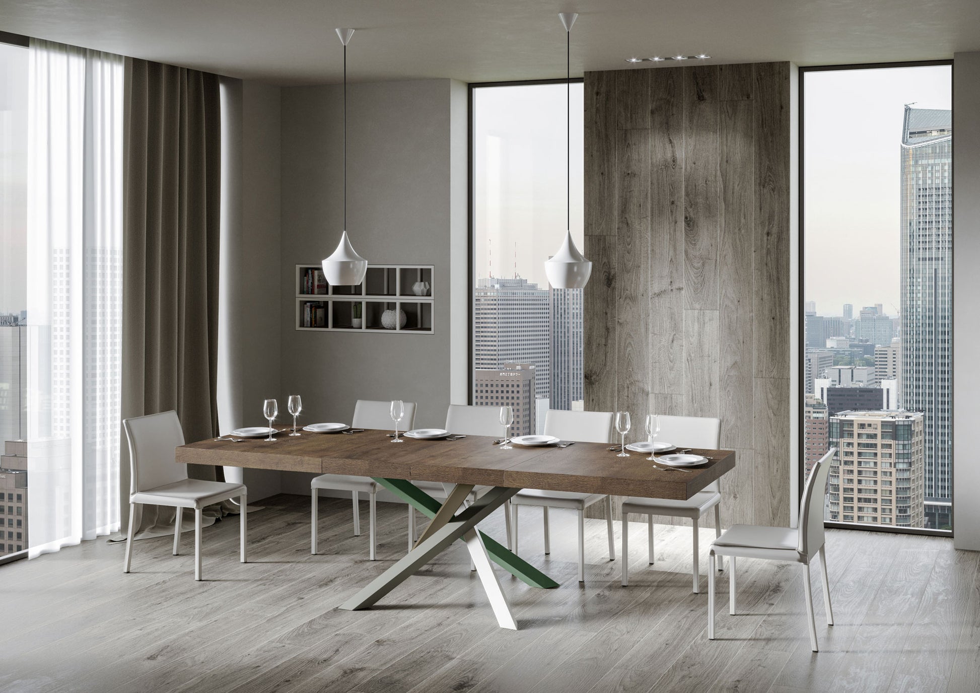 Tavolo allungabile 90x200/460 cm Volta Premium noce telaio 4/A