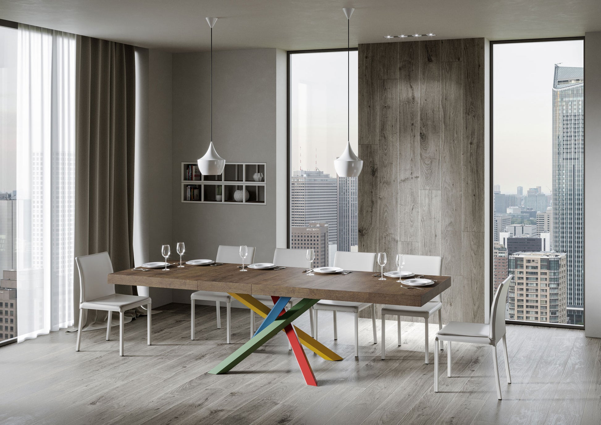 Tavolo allungabile 90x180/284 cm Volta Premium Noce telaio 4/B