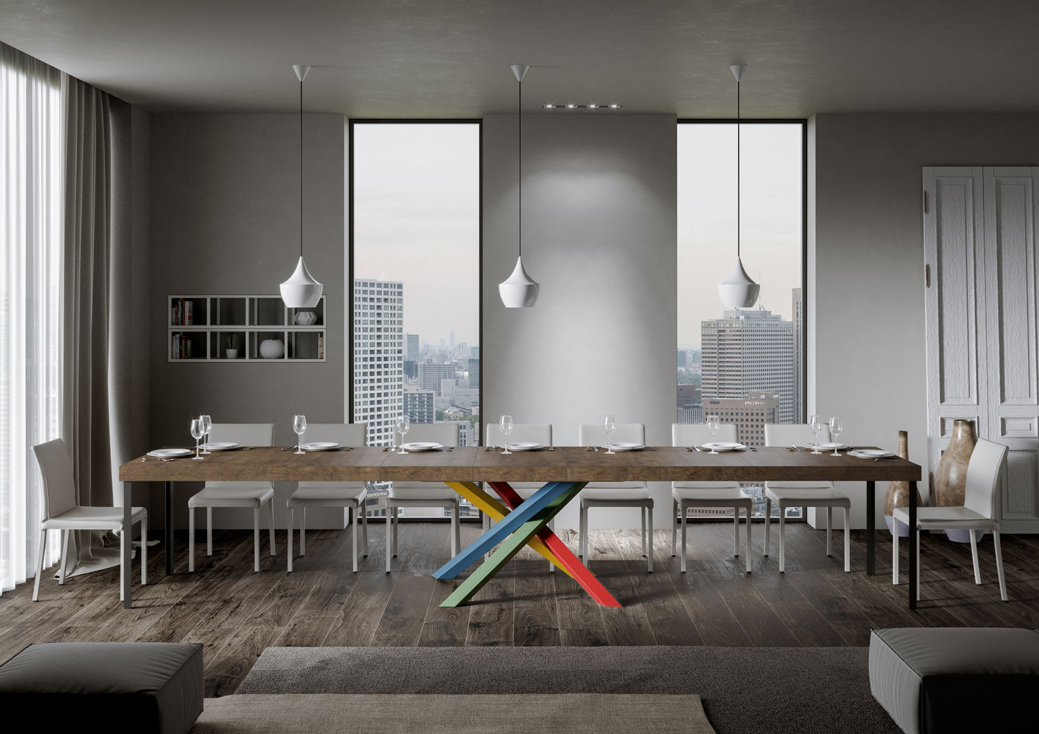 Tavolo allungabile 90x160/420 cm Volta Premium noce telaio 4/B