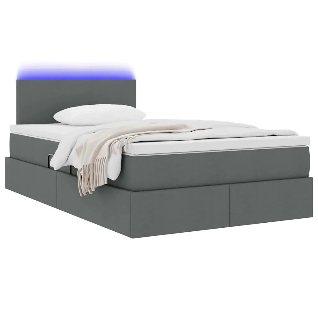 Letto con contenitore LED e materasso Grigio Scuro 120 x 200 cm