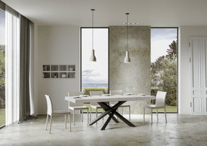 Tavolo allungabile 90x120/224 cm Volta Premium Bianco Frassino telaio Antracite