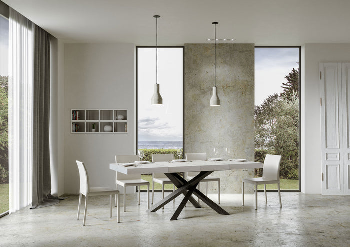 Tavolo allungabile 90x120/224 cm Volta Premium Bianco Frassino telaio Antracite