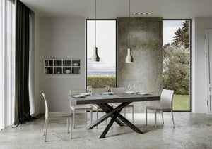Tavolo allungabile 90x160/420 cm Volta Premium cemento telaio Antracite