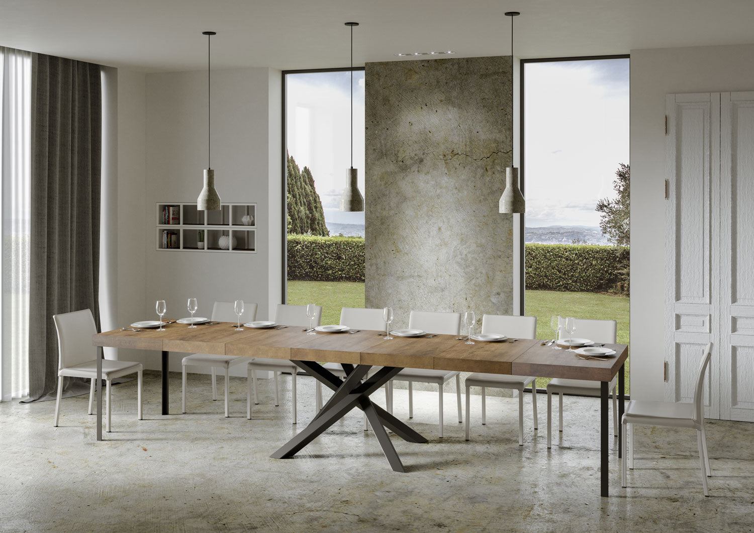 Tavolo allungabile 90x160/420 cm Volta Premium noce telaio Antracite