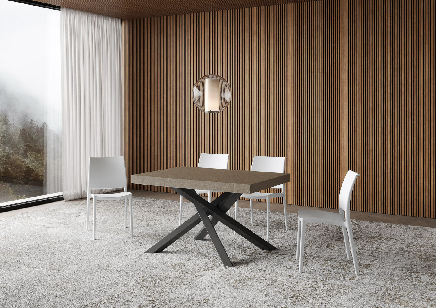 Tavolo allungabile 90x120/224 cm Volta tortora gambe antracite