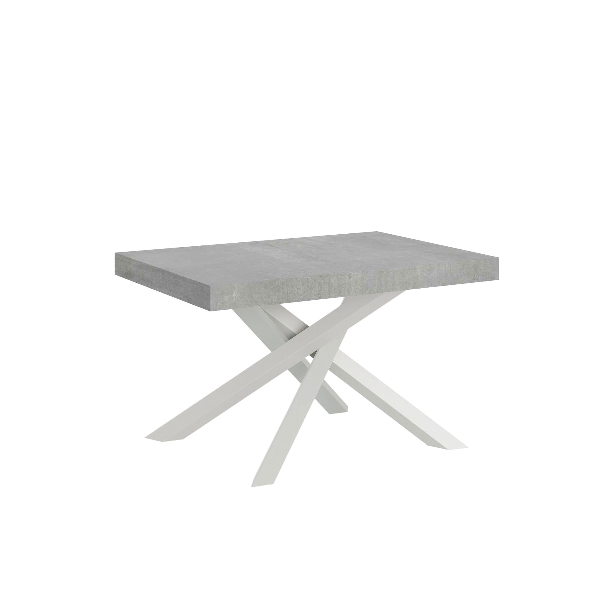Tavolo allungabile 90x120/224 cm Volta cemento telaio bianco