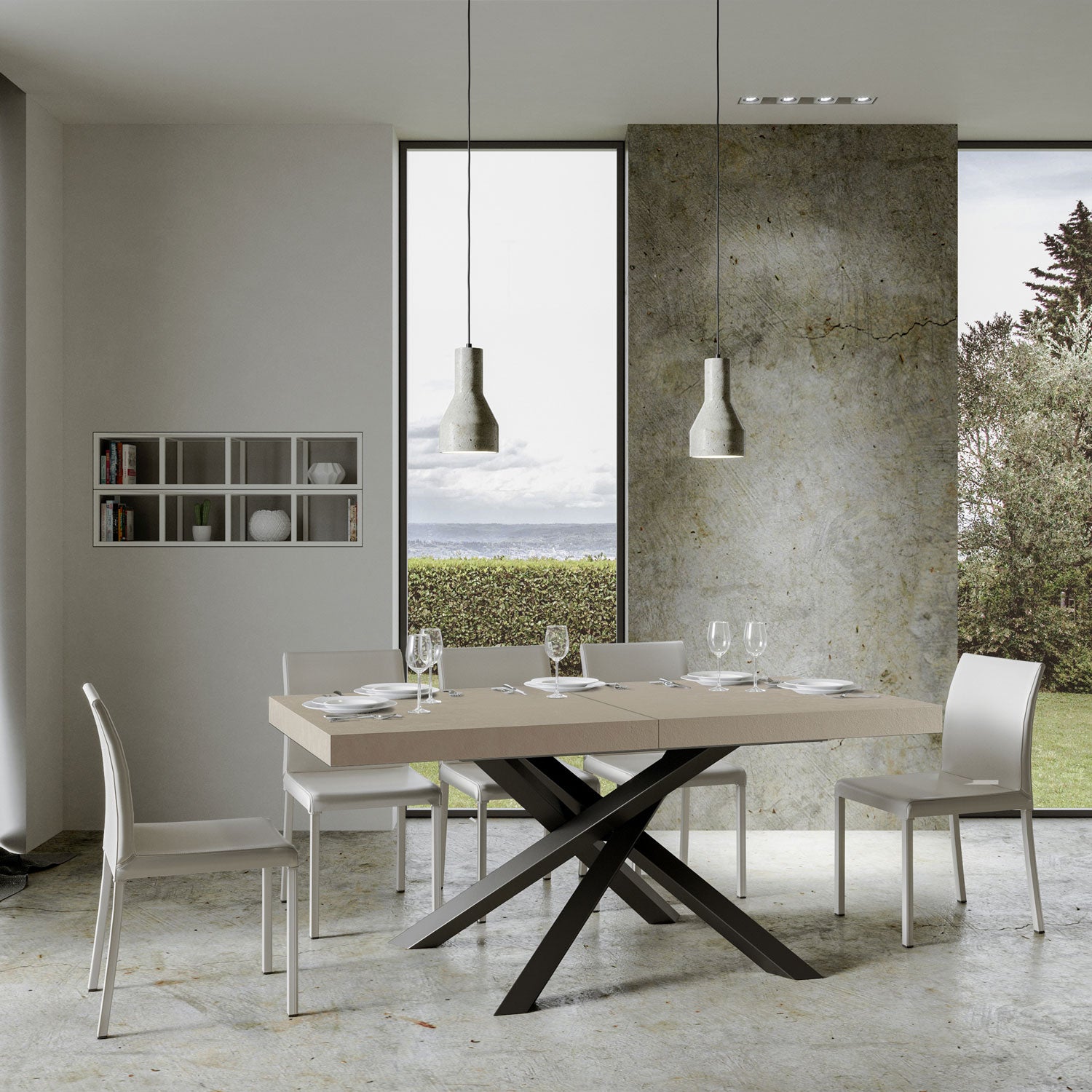 Tavolo allungabile 90x200/460 cm Volta cashmere gambe antracite