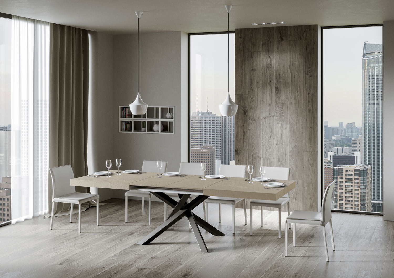 Tavolo allungabile 90x180/440 cm Volta cashmere gambe antracite