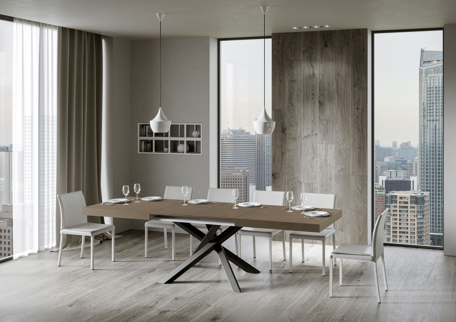 Tavolo allungabile 90x180/440 cm Volta tortora gambe antracite