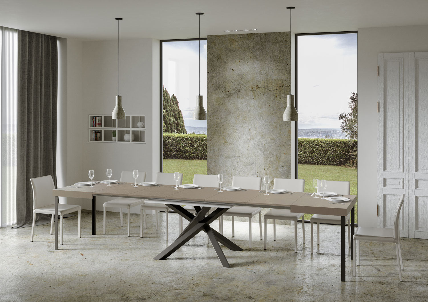 Tavolo allungabile 90x180/440 cm Volta cashmere gambe antracite