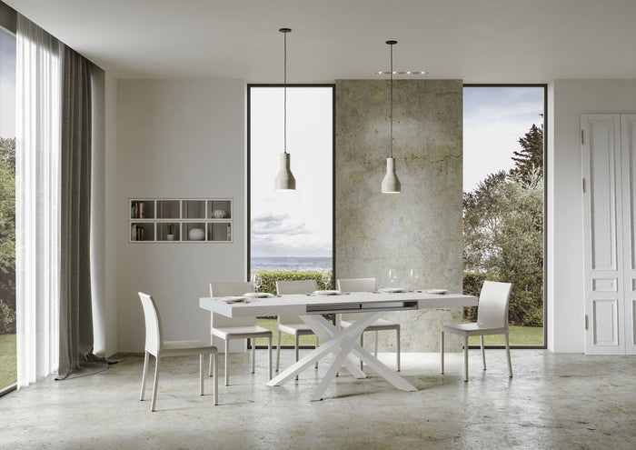 Tavolo allungabile 90x140/244 cm Volta bianco frassino telaio bianco