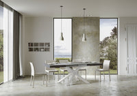 Tavolo allungabile 90x130/234 cm Volta cemento telaio bianco