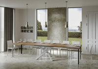 Tavolo allungabile 90x130/390 cm Volta noce telaio bianco