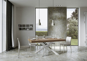 Tavolo allungabile 90x200/460 cm Volta quercia natura telaio bianco
