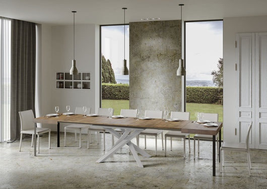 Tavolo allungabile 90x140/400 cm Volta noce telaio bianco