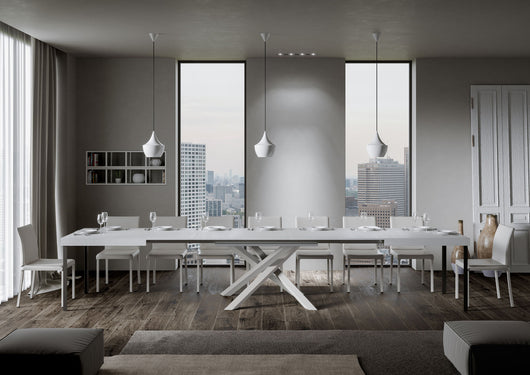 Tavolo allungabile 90x180/440 cm Volta bianco frassino telaio bianco