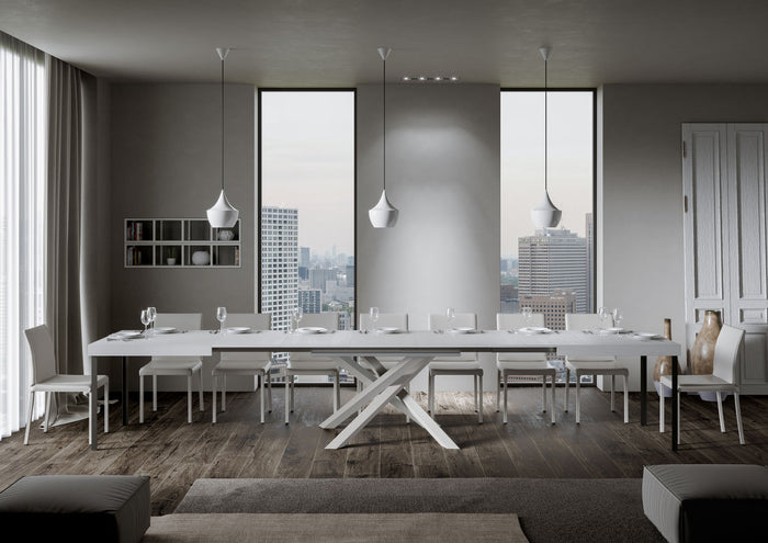 Tavolo allungabile 90x180/440 cm Volta bianco frassino telaio bianco