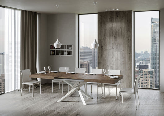 Tavolo allungabile 90x200/460 cm Volta noce telaio bianco