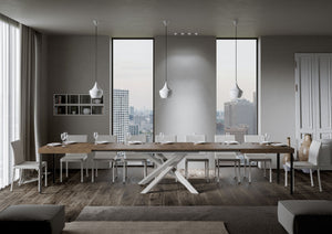 Tavolo allungabile 90x180/440 cm Volta noce telaio bianco