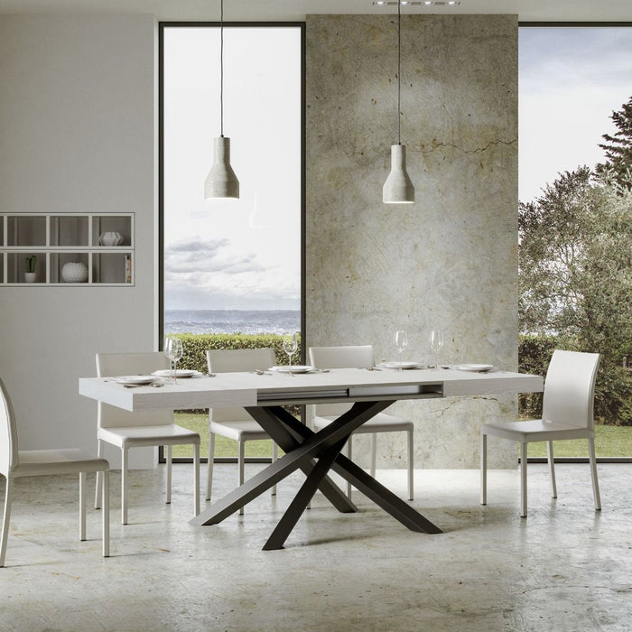 Tavolo allungabile 90x140/400 cm Volta bianco frassino telaio Antracite