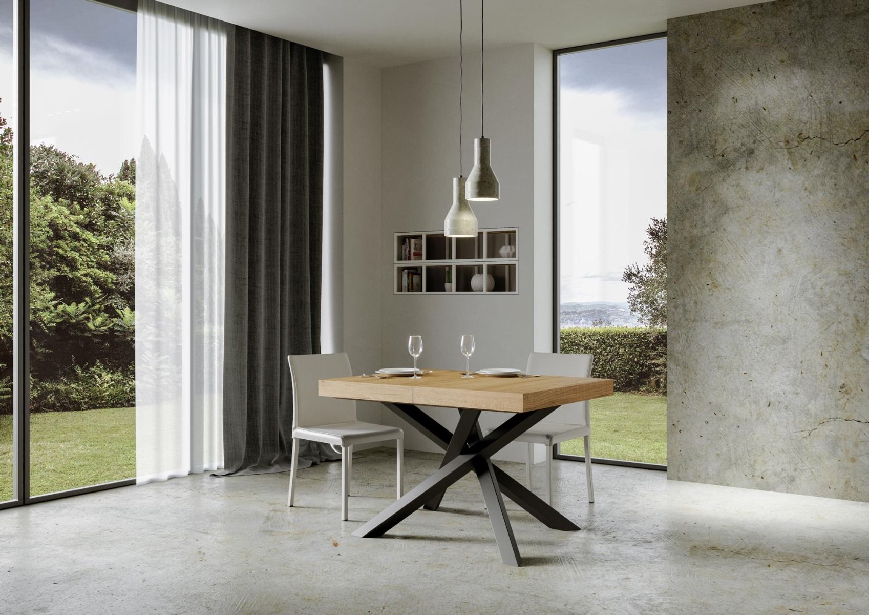 Tavolo allungabile 90x140/400 cm Volta quercia natura telaio Antracite