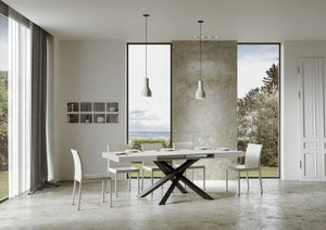 Tavolo allungabile 90x140/400 cm Volta bianco frassino telaio Antracite