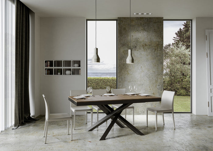 Tavolo allungabile 90x160/264 cm Volta Evolution Noce telaio Antracite