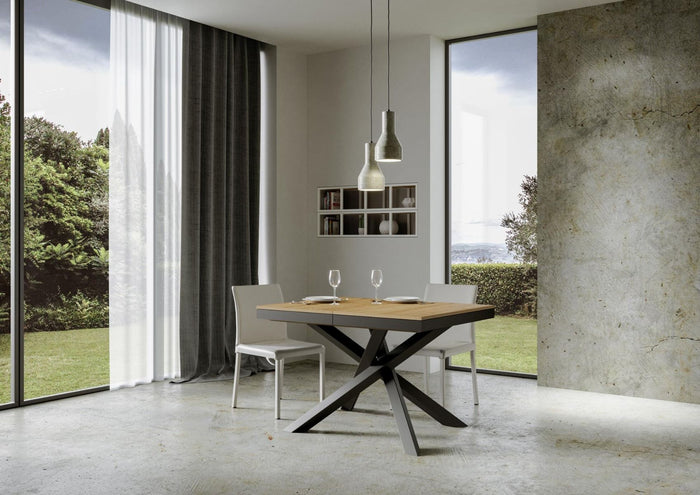 Tavolo allungabile 90x120/380 cm Volta Evolution Quercia Natura telaio Antracite